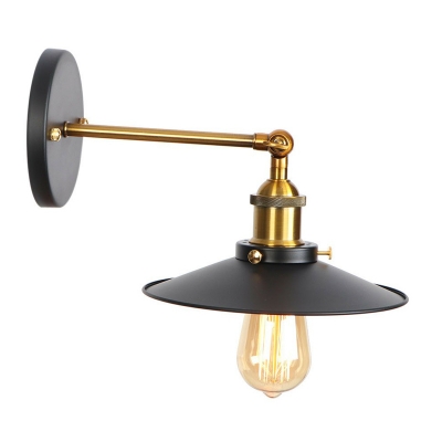Shadeless/Cone Shade Bedroom Wall Light Loft Iron 1 Bulb Brass and Black Task Wall Lamp with Swivel Arm