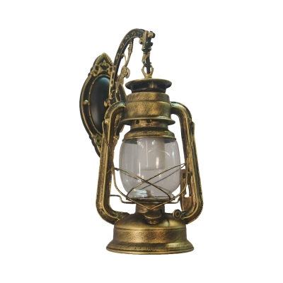 Nautical Kerosene Wall Hanging Lamp Single Transparent Glass Wall Mounted Light in Black/Copper/Bronze