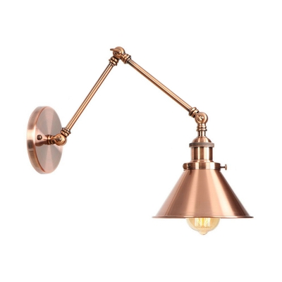 Polished Copper/Bronze Cone Wall Lamp Industrial Metal 6