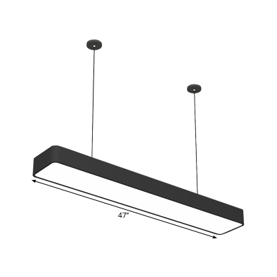Rectangular Office LED Ceiling Lamp Metal Simple Hanging Pendant Light in Black, 23.5