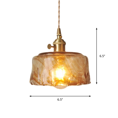 Cloud Glass Coffee Pendant Lighting Trapezoid/Round 1 Bulb Vintage Hanging Ceiling Light over Dining Table