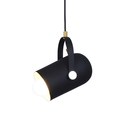 Cylindrical Aluminum Spotlight Macaron 1 Bulb Black/Pink/Blue Hanging Pendant Light with Adjustable Handle
