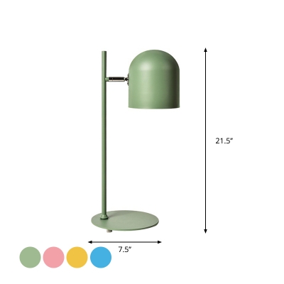 Elongated Dome Shade Rotating Table Lamp Macaron Aluminum 1-Light Kids Bedroom Night Light in Pink/Blue/Green