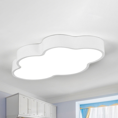 Kids Bedroom LED Ceiling Fixture Cartoon White/Blue Flushmount Lighting with Cloud Acrylic Shade, 20.5