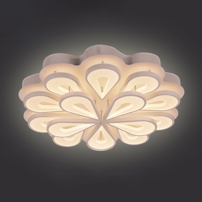 Blossoming Flower Close to Ceiling Lamp Modern Acrylic 6/15/25-Light Bedroom LED Semi Flush Mount in Warm/White Light