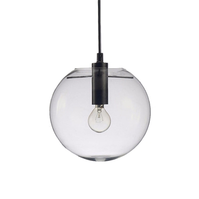 Bubble Clear Glass Ceiling Pendant Light Minimalist 1 Head Black Suspension Lamp for Dining Room, 8