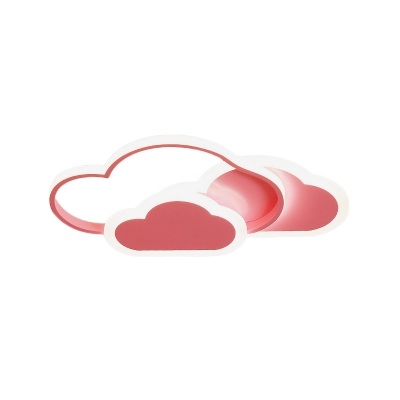 Cloudy Design Flush Ceiling Light Cartoon Metal Pink/White LED Flush-Mount Light Fixture in Warm/White Light, 19.5