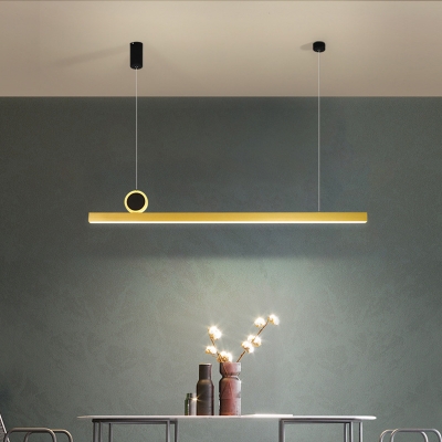 Gold Linear Ceiling Suspension Lamp Minimalism Metal LED Hanging Pendant Light, 39