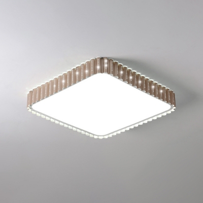 Gold Round/Flower/Square Ceiling Lamp Simple LED Acrylic Flush Mount Light with Pierced Side, Warm/White Light