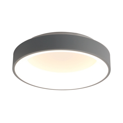 Nordic Halo Ring Ceiling Fixture Acrylic LED Bedroom Flush Mount Lighting in Grey/White, 18