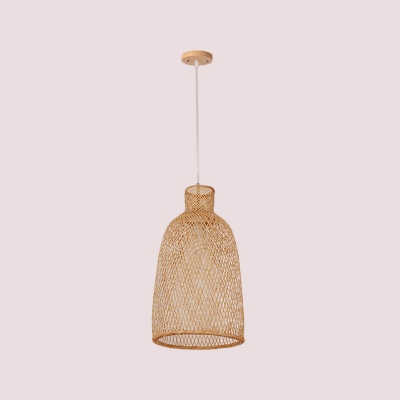 Oval/Bell/Dome Pendant Light Kit Asian Bamboo 1-Light 12