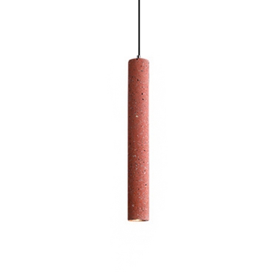 Red/Blue/White LED Drop Pendant Nordic Terrazzo Tubular Hanging Ceiling Light for Dining Room