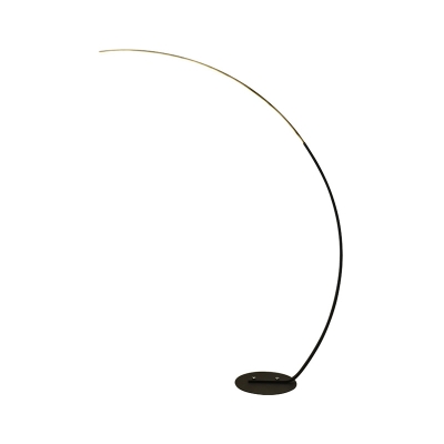 Right Angle/Curved Metallic Floor Light Minimal Black/White LED Stand Up Lamp in Warm/White Light for Bedroom