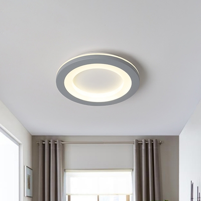 Round/Square/Flower Foyer Ceiling Light Acrylic Minimalist Small LED Flush Mount Lamp in Grey, Warm/White Light
