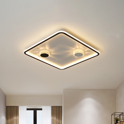Round/Square/Rectangle Ultrathin Flush Light Minimal Acrylic Bedroom Surface Mounted LED Ceiling Lamp in Black, Warm/White Light
