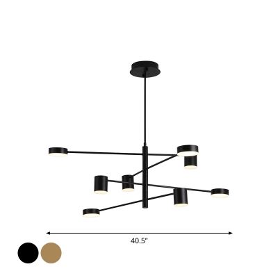 6/8-Head Modern LED Chandelier Black/Gold Branching Hanging Pendant Light with Acrylic Shade