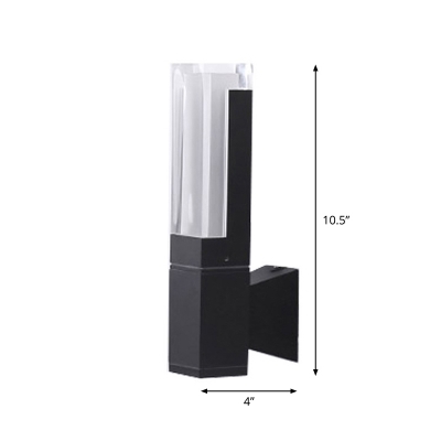 Acrylic Cuboid Wall Light Fixture Contemporary 1/2-Light Black LED Sconce in Warm/White Light for Outdoor