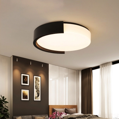 Acrylic Round Flush Mounted Lamp Simple Black/White Surface Mounted LED Ceiling Light with Arched Guard, Warm/White Light