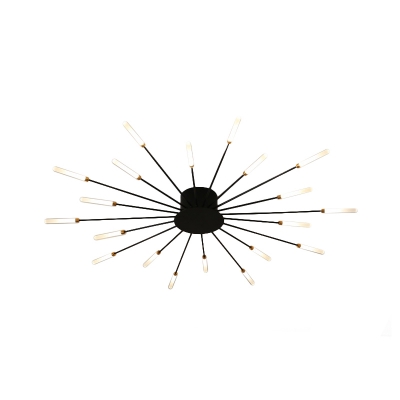Acrylic Starburst Semi Mount Lighting Modern 12/18/28 Bulbs LED Close to Ceiling Light in Black/Gold