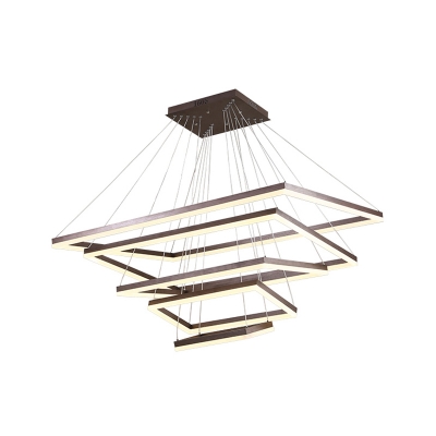 Dining Room LED Chandelier Contemporary Coffee Hanging Light with 3/4/5 Tiers Aluminum Frame