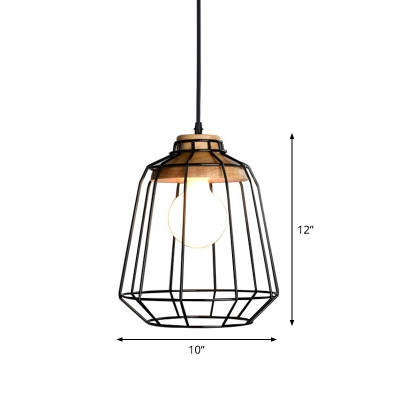 Iron Vase/Cone/Globe Pendant Light Fixture Loft Style 1 Bulb Dining Room Ceiling Hang Lamp in Black