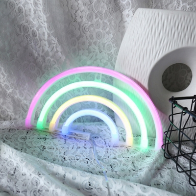 Kids Rainbow Wall Night Lamp Plastic Bedside USB Powered LED Wall Lighting in White