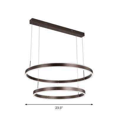 LED Hotel Ceiling Pendant Light Simplicity Coffee Chandelier with 2/3-Layered Round Acrylic Shade