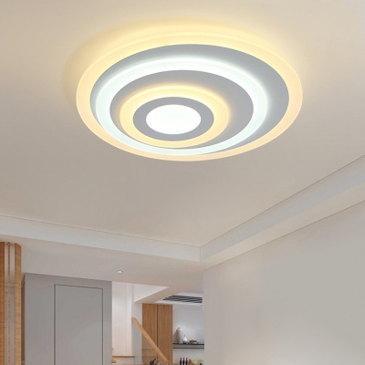 Rippling Acrylic Flush Ceiling Light Modern White LED Flushmount Lighting in Warm/White Light, 19.5