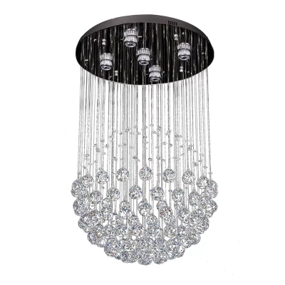 Spherical Restaurant Flush Ceiling Light Crystal Orb 5 Bulbs Modernism Flush Mounted Lamp in Stainless Steel
