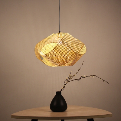 Twisted Bamboo Pendant Ceiling Light Asian 16