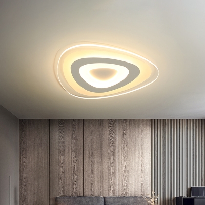 White Concentric Triangle Ceiling Light Minimalist 16.5