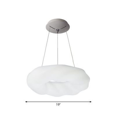 White Donut Pendant Chandelier Simple LED Acrylic Hanging Light Fixture for Dining Room