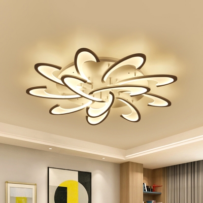 Windmill Living Room Semi Flush Light Acrylic 6/12 Bulbs Modern Style LED Ceiling Mounted Lamp in Warm/White Light
