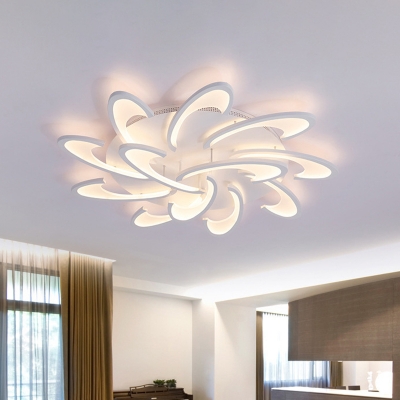 Windmill Living Room Semi Flush Light Acrylic 6/12 Bulbs Modern Style LED Ceiling Mounted Lamp in Warm/White Light