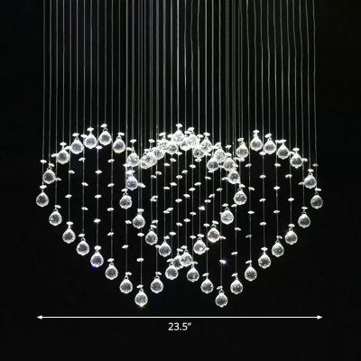 3/5/6-Light Ceiling Flush Mount Modern Loving Heart Shaped Crystal Flush Light in Stainless Steel