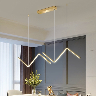 Aluminum Zigzag Pendulum Light Simplicity Black/Gold LED Multi Light Pendant over Dining Table