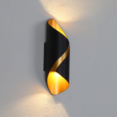 Black and Gold Inner Roll Wall Lamp Postmodern Metal LED Sconce Light Fixture for Bathroom