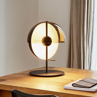 Black Three-Quarter Sphere Table Light Postmodern 1 Bulb Cognac Glass Night Lamp with Hook