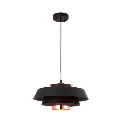 Black/White 2-Layered Shade Pendulum Light Nordic 1 Head Metal Ceiling Pendant Lamp over Table
