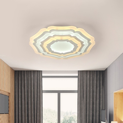 Blooming Ceiling Flush Mount Lamp Modernist Acrylic Living Room LED Flush Light in White, 8
