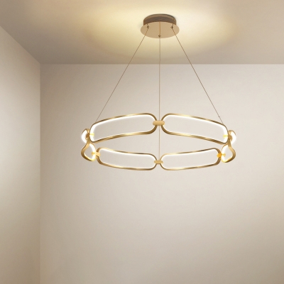 Bracelet 1/2-Tier Living Room LED Chandelier Metal Minimalist Small/Large Ceiling Pendant Light in Gold