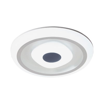 Childrens Bedroom LED Flush Light Fixture Nordic White Concentric Ceiling Lamp with Round/Square Acrylic Shade