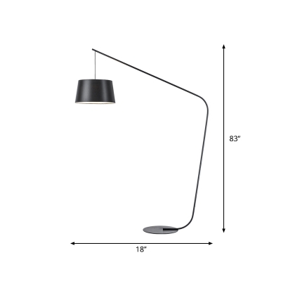 Curve/Bend/Arch Shaped Floor Light Postmodern Metal 1 Bulb Sitting Room Floor Reading Lamp in Black