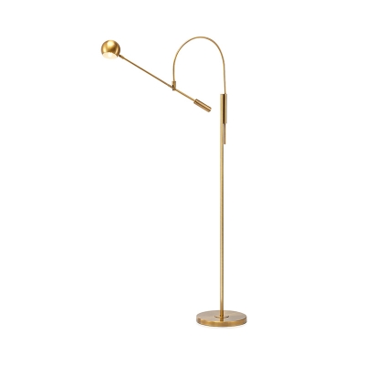 Gold Dome Adjustable Floor Light Post-Modern 1 Head Metal Standing Lamp with Arched/Right Angle Pole