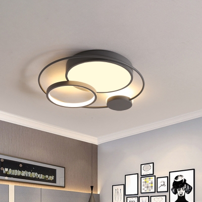 Metal Orbital Flush Mount Ceiling Fixture Nordic Black/Grey LED Flushmount Lighting for Bedroom, 16