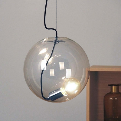 Minimalism Global Ceiling Suspension Lamp Clear Glass Single Living Room Pendant Light Fixture, 8