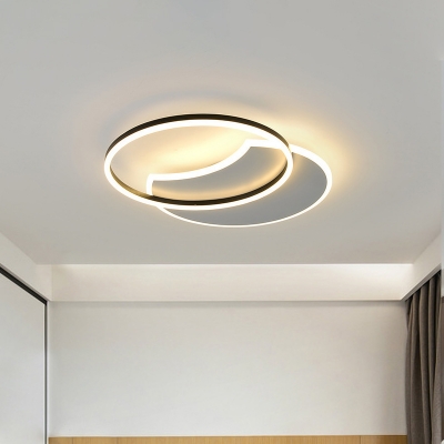 Nordic LED Ceiling Flushmount Lamp White Moon Design Flush Light with Acrylic Shade, Warm/White Light