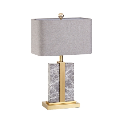 Postmodernist Rectangle Nightstand Light Fabric 1 Bulb Bedside Table Lamp in Black/Grey/White