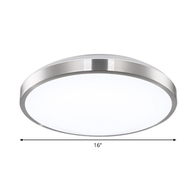 Silver Finish Round Flush Mount Simple Aluminum LED Ceiling Lighting with Acrylic Diffuser, 10