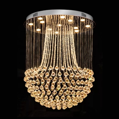 Stainless Steel Mushroom Ceiling Lighting Luxurious Modern 13-Light Crystal Flush Mounted Light